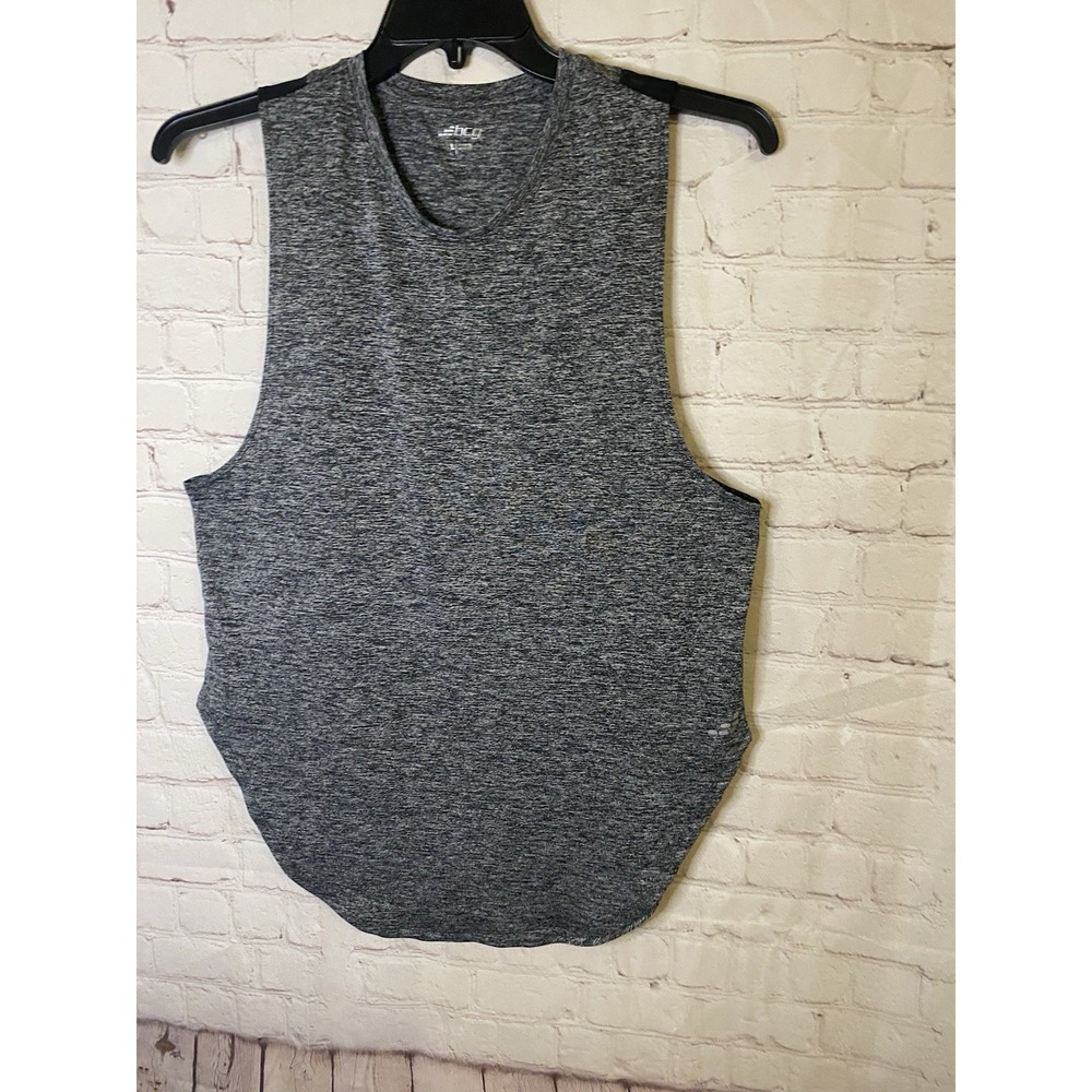 BCG Tank top Womens Large‎ Gray Scallop Hem Sleeveless Yoga Jersey